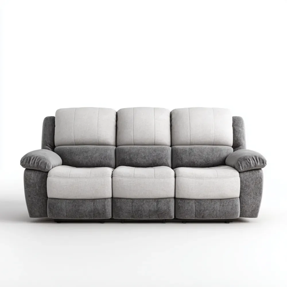 Sofá de Tela 3 Plazas 200x90x95 cm Gris Claro/Gris Oscuro – Diseño Moderno