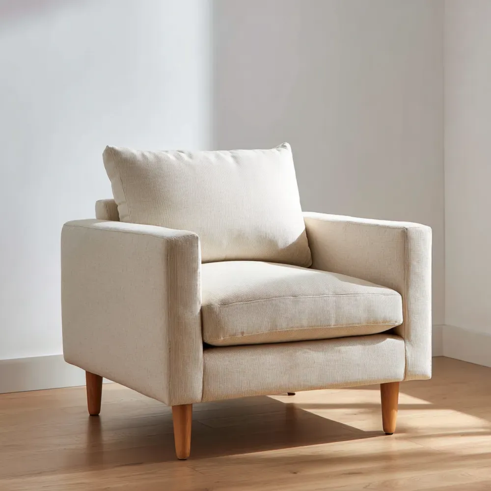 Sillón Tapizado Beige 90x85x75 cm – Diseño Moderno