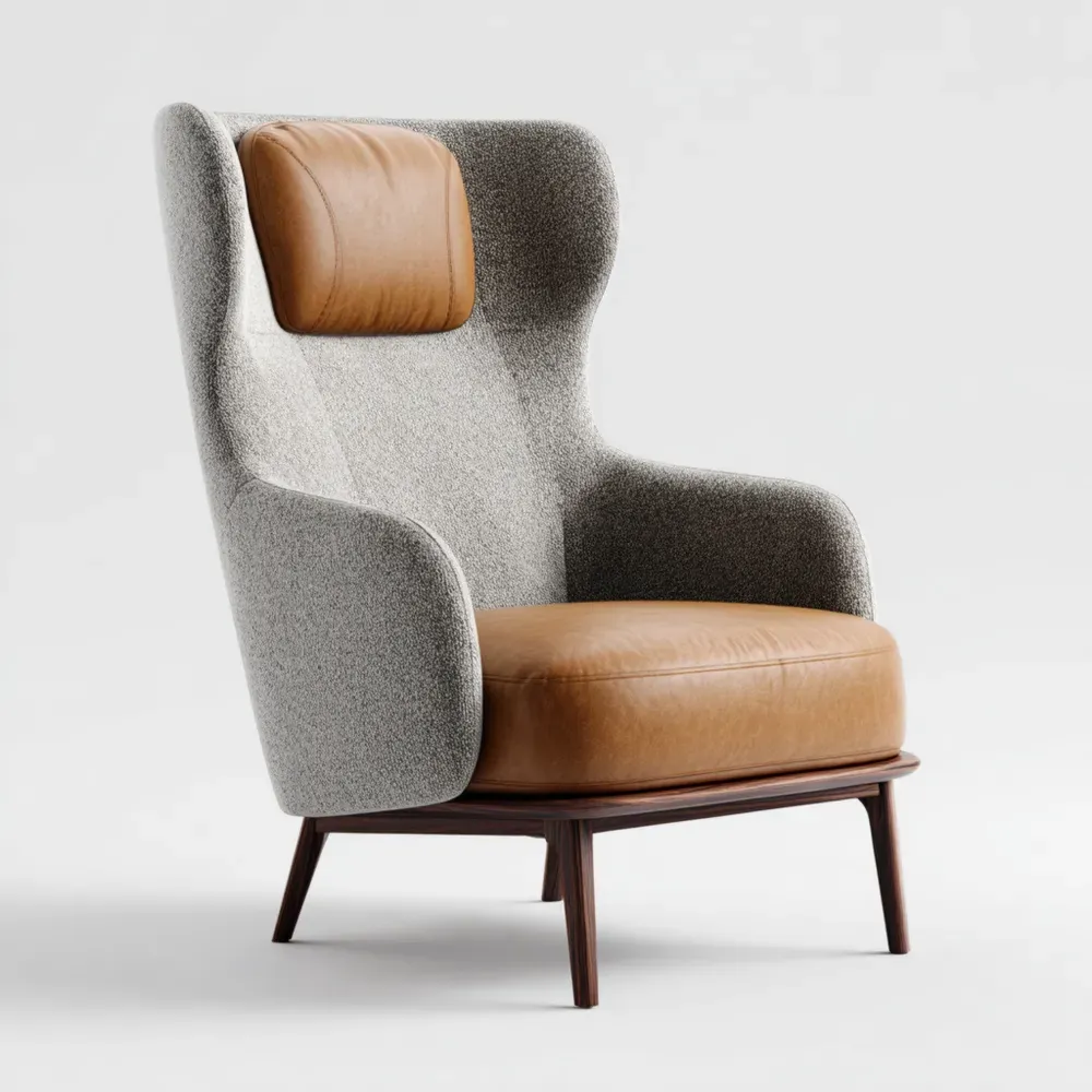 Sillón Tapizado Tela 105x85x90 cm – Gris/Marrón – Diseño Contemporáneo