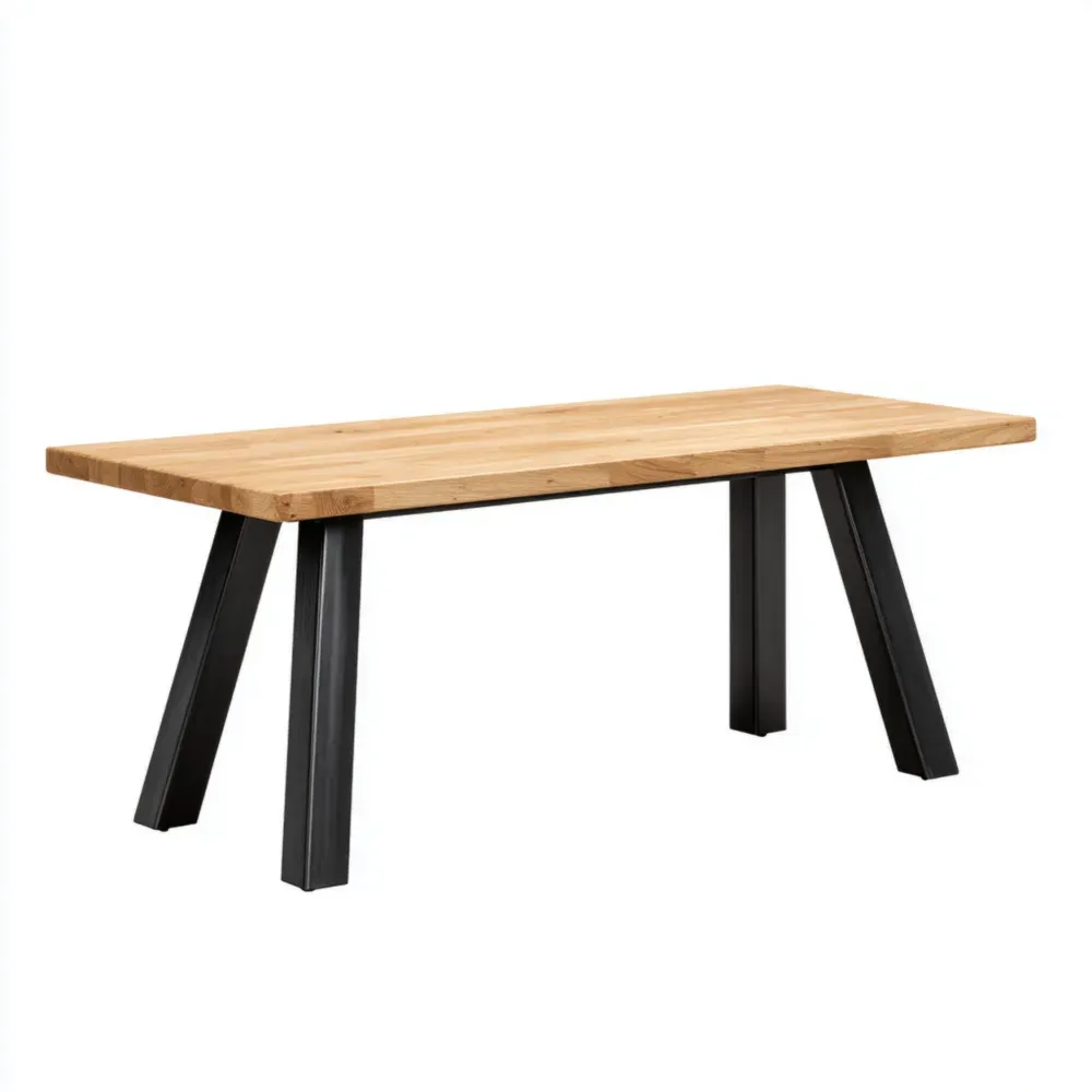 Mesa de Comedor 200x90x75 cm de Madera y Metal - Natural/Negro - Estilo Industrial