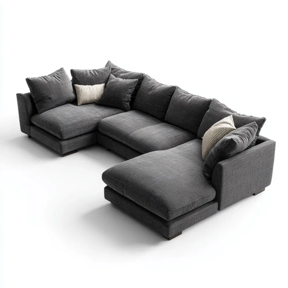 Sofá Modular 300x95x85 cm de Tela – Gris Oscuro – Diseño Contemporáneo