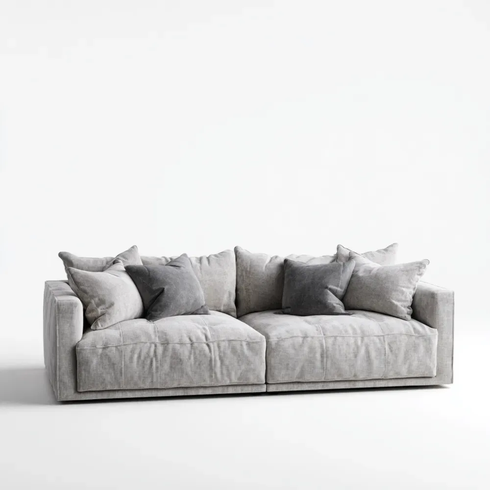 Sofá de tela 200x100x85 cm – Gris Claro – Diseño Moderno