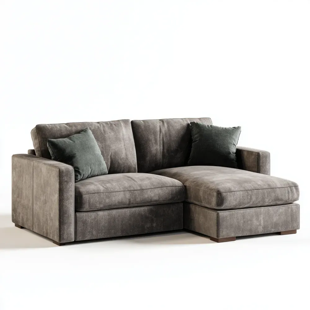 Sofá modular tapizado en tela 200x90x80 cm - Marrón oscuro - Estilo contemporáneo