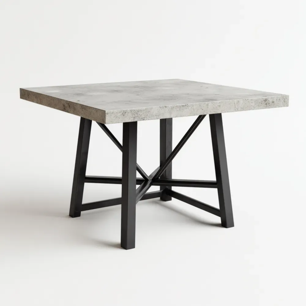 Mesa de comedor cuadrada efecto Cemento - 90x90x75 cm - diseño industrial