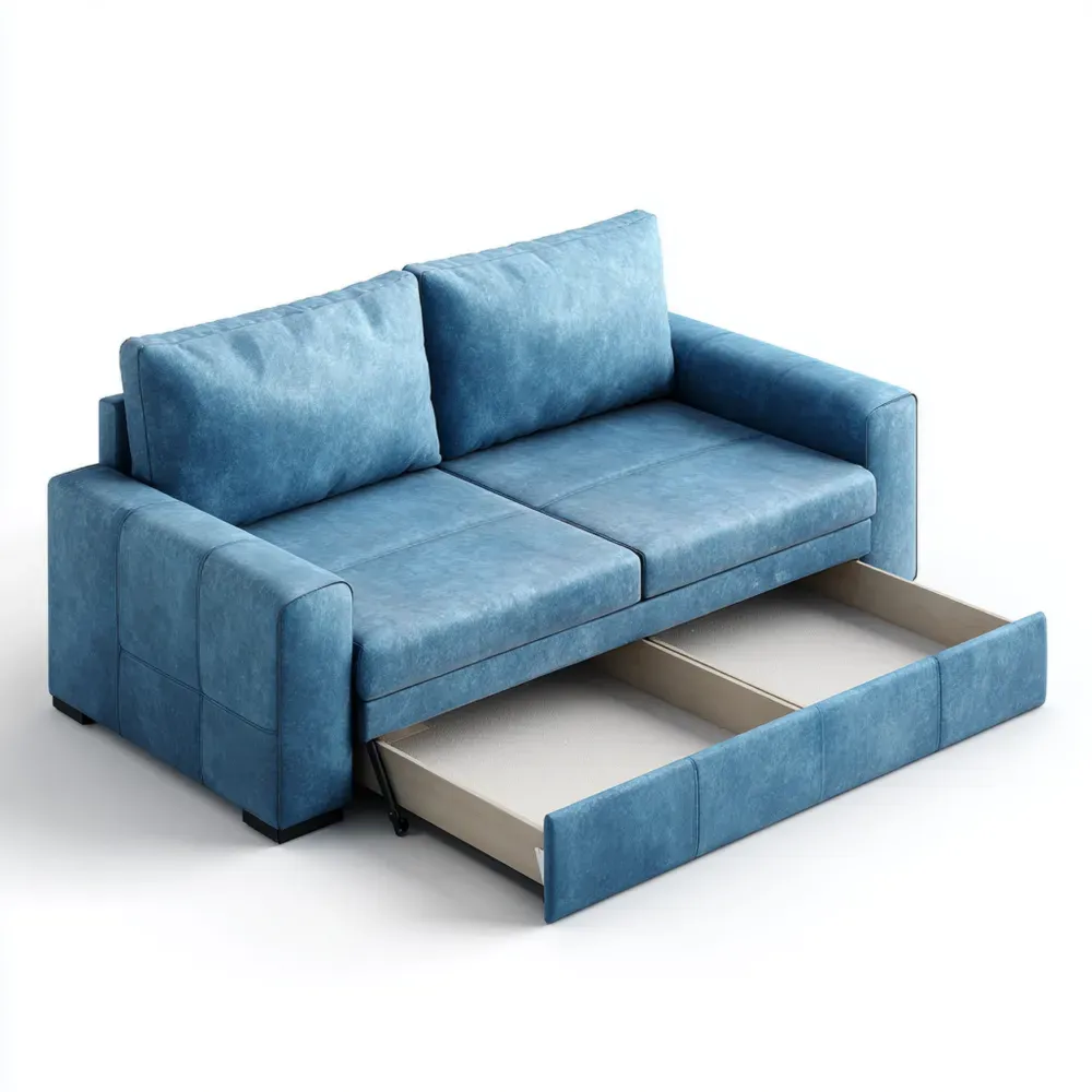 Sofá cama 200x90x85 cm - Azul - Diseño contemporáneo
