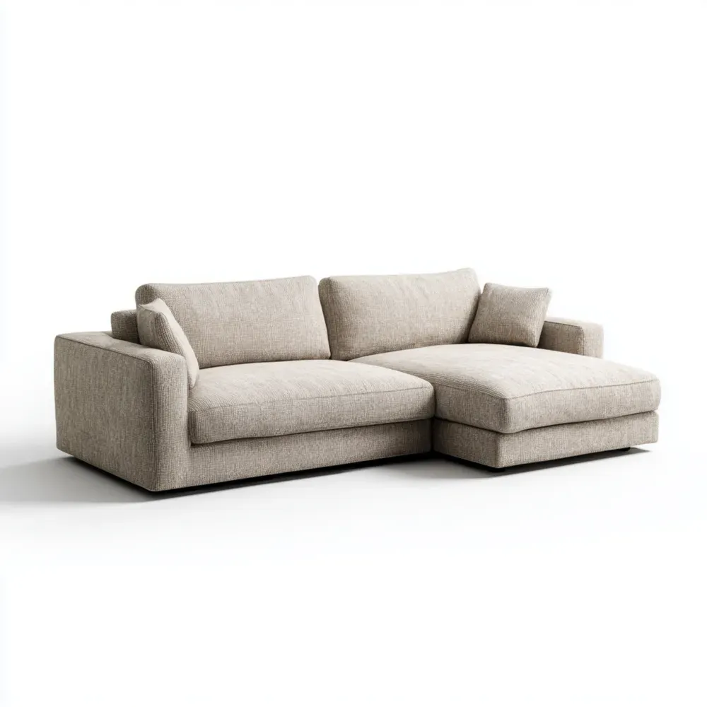 Sofá seccional tapizado en tela 255x90x150 cm – Beige – Diseño contemporáneo