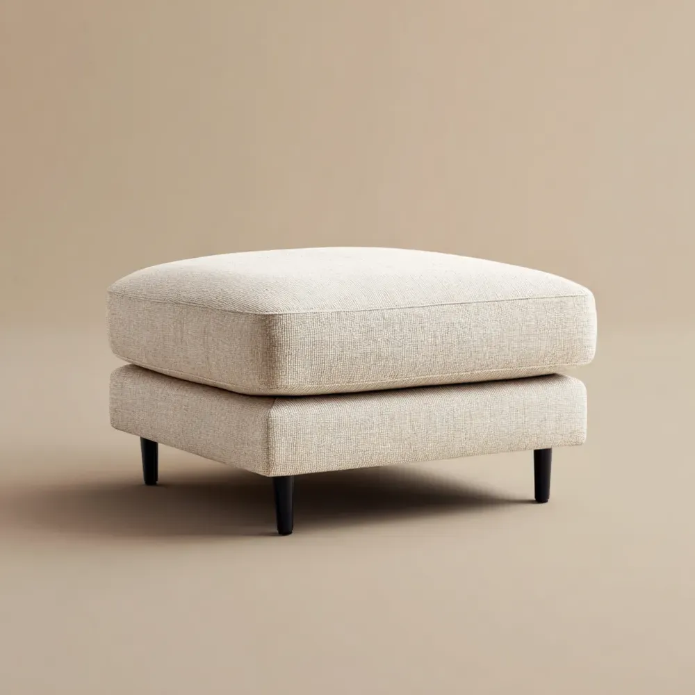 Reposapiés tapizado en tela 70x45x40 cm – Beige – Diseño moderno