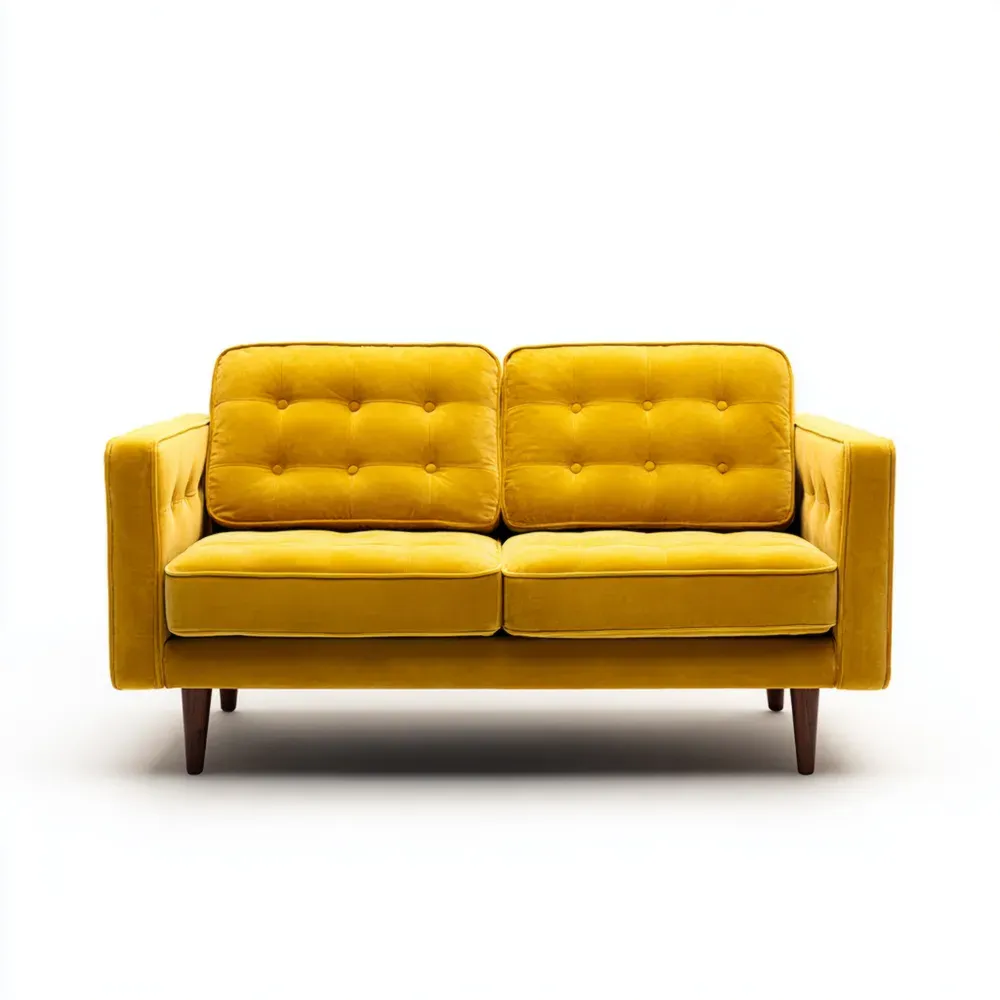 Sofá de dos plazas Terciopelo 150x85x80 cm – Amarillo – Diseño Moderno