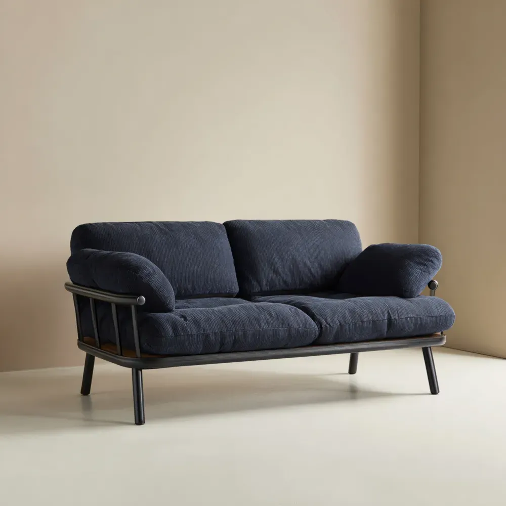 Sofá de tela 200x85x90 cm – Azul Marino – Diseño Contemporáneo