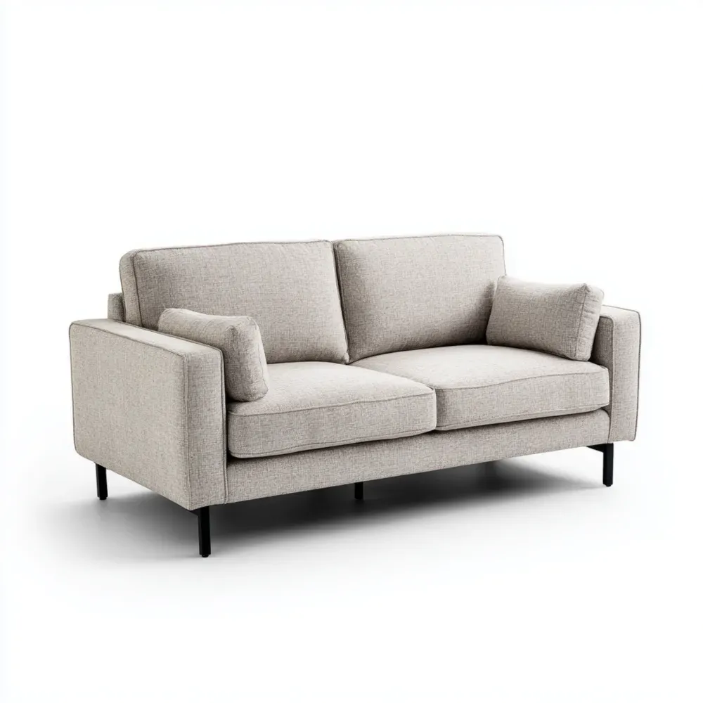 Sofá de dos plazas Tapizado en tela 160x90x85 cm – Beige – Diseño contemporáneo