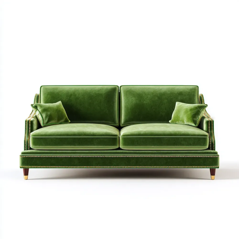 Sofá de 2 plazas de Terciopelo Verde 180x85x75 cm – Diseño Clásico