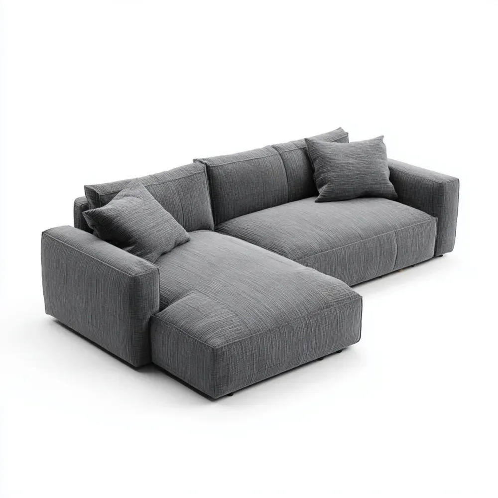 Sofá seccional de tela 250x150x80 cm – Gris Oscuro – Diseño contemporáneo