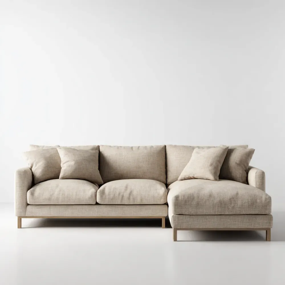 Sofá Seccional 250x90x85 cm en Tela Beige – Diseño Moderno