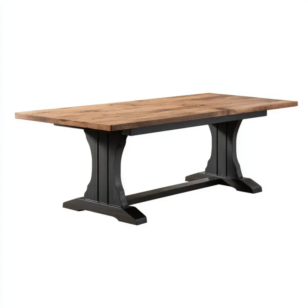Mesa de comedor madera maciza 200x100x75 cm - Marrón/Negro - Estilo rústico