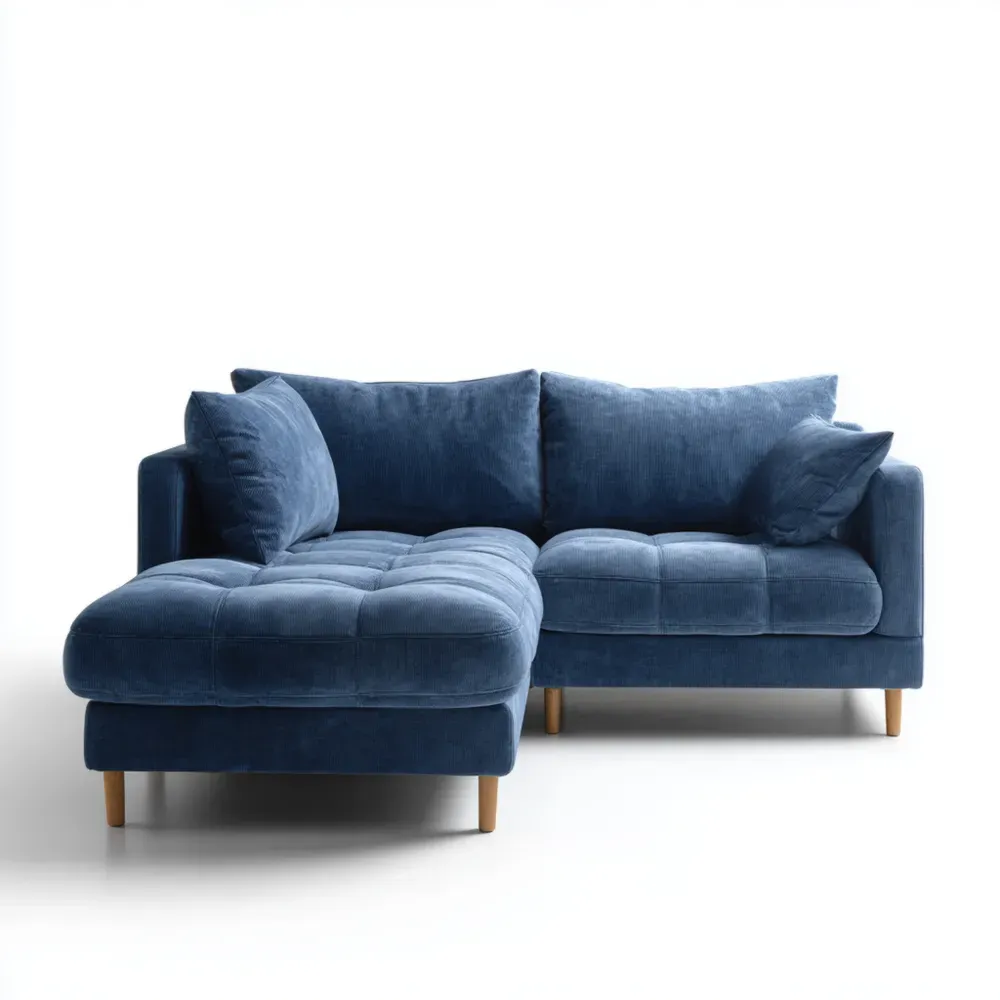 Sofá rinconera 250x150x85 cm tapizado – Azul – Diseño moderno