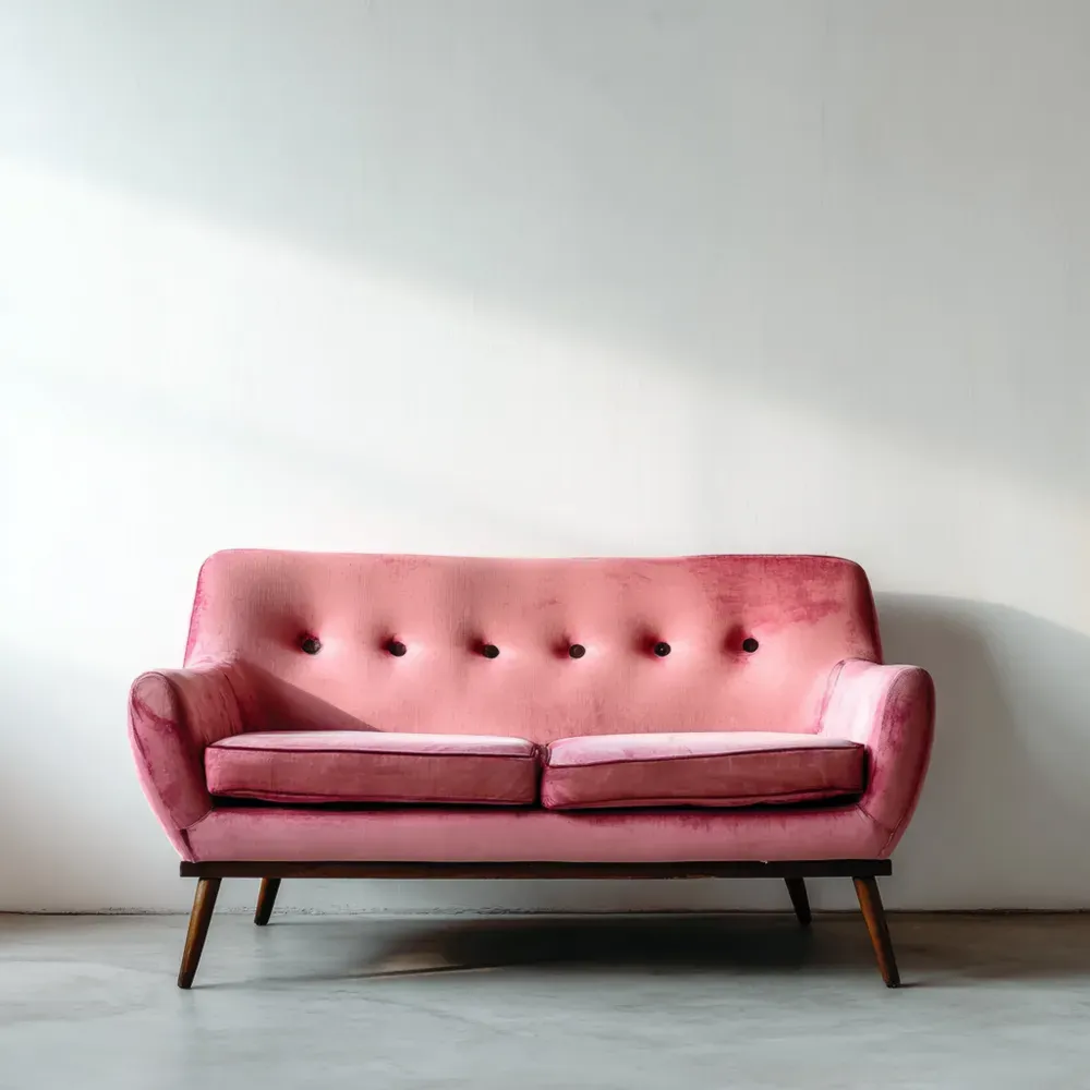 Sofá de 2 plazas de Terciopelo 150x80x85 cm - Rosa - Estilo Retro