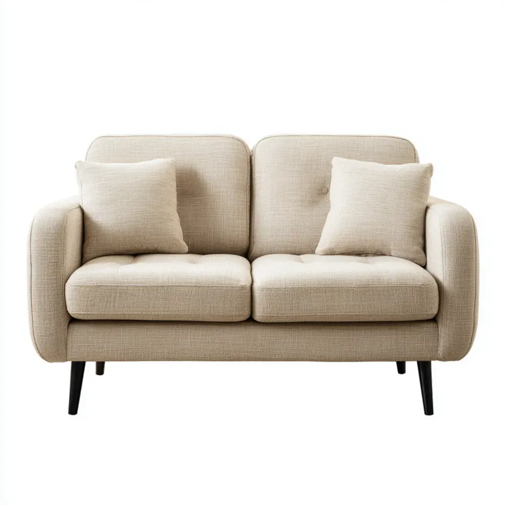 Sofá de Dos Plazas 150x85x90 cm - Tela Beige - Estilo Moderno