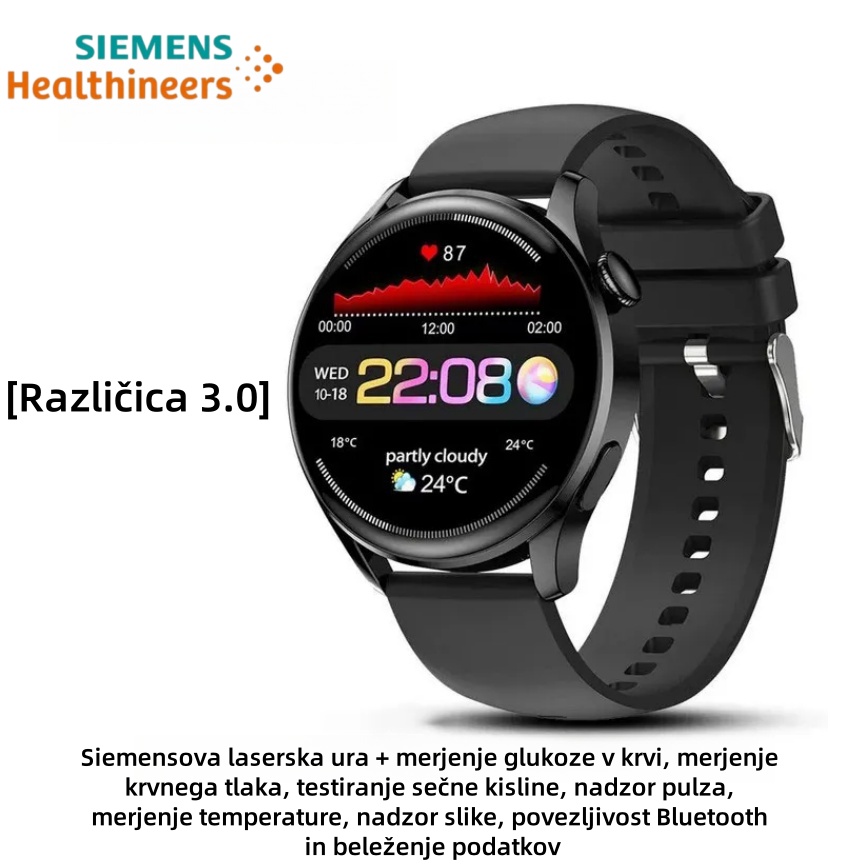 Siemensova ura za lasersko terapijo spremlja srčni utrip/krvni tlak/krvni sladkor