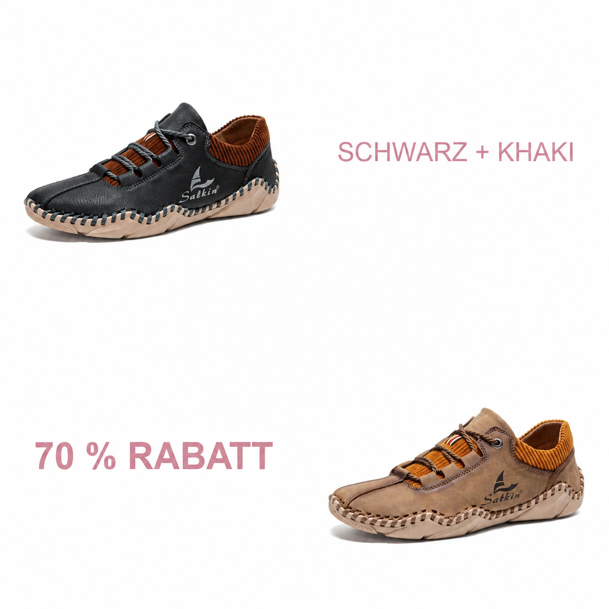 Schwarz + Khaki | 70 % RABATT