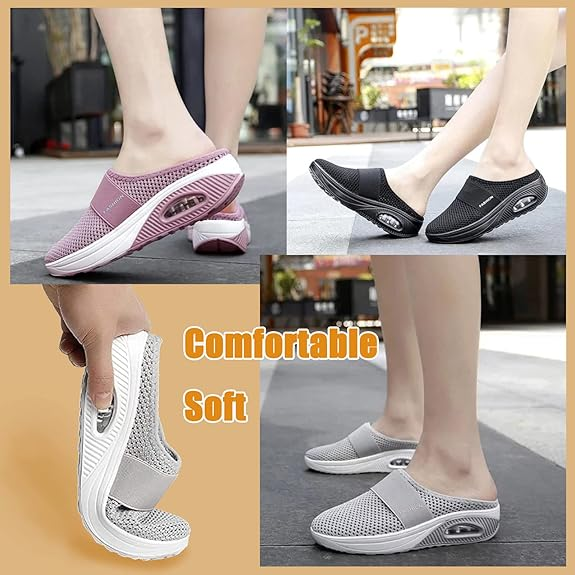 Bequeme Wanderschuhe für Damen/orthopädische Pantoletten (mit Fußgewölbestütze, Luftpolsterung und als Slipper)