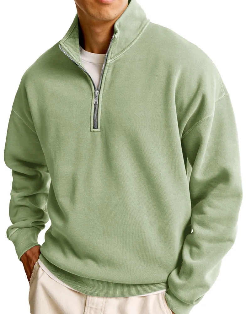 ⏰Saisonaler Abverkauf🔥Herren-Sweatshirt aus Waffelpiqué mit Stehkragen und Tasche