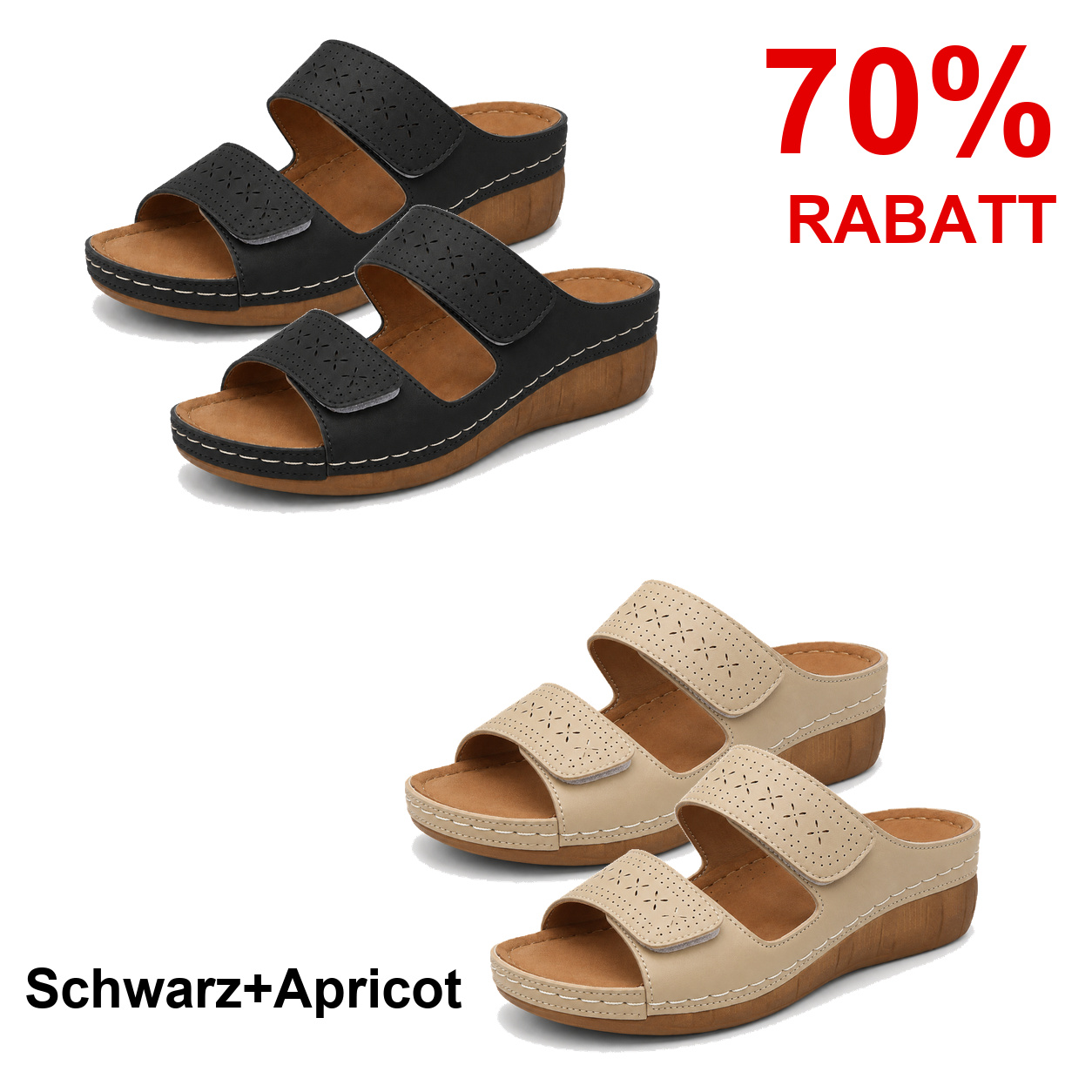 2 Paar Schuhe – Schwarz+Apricot