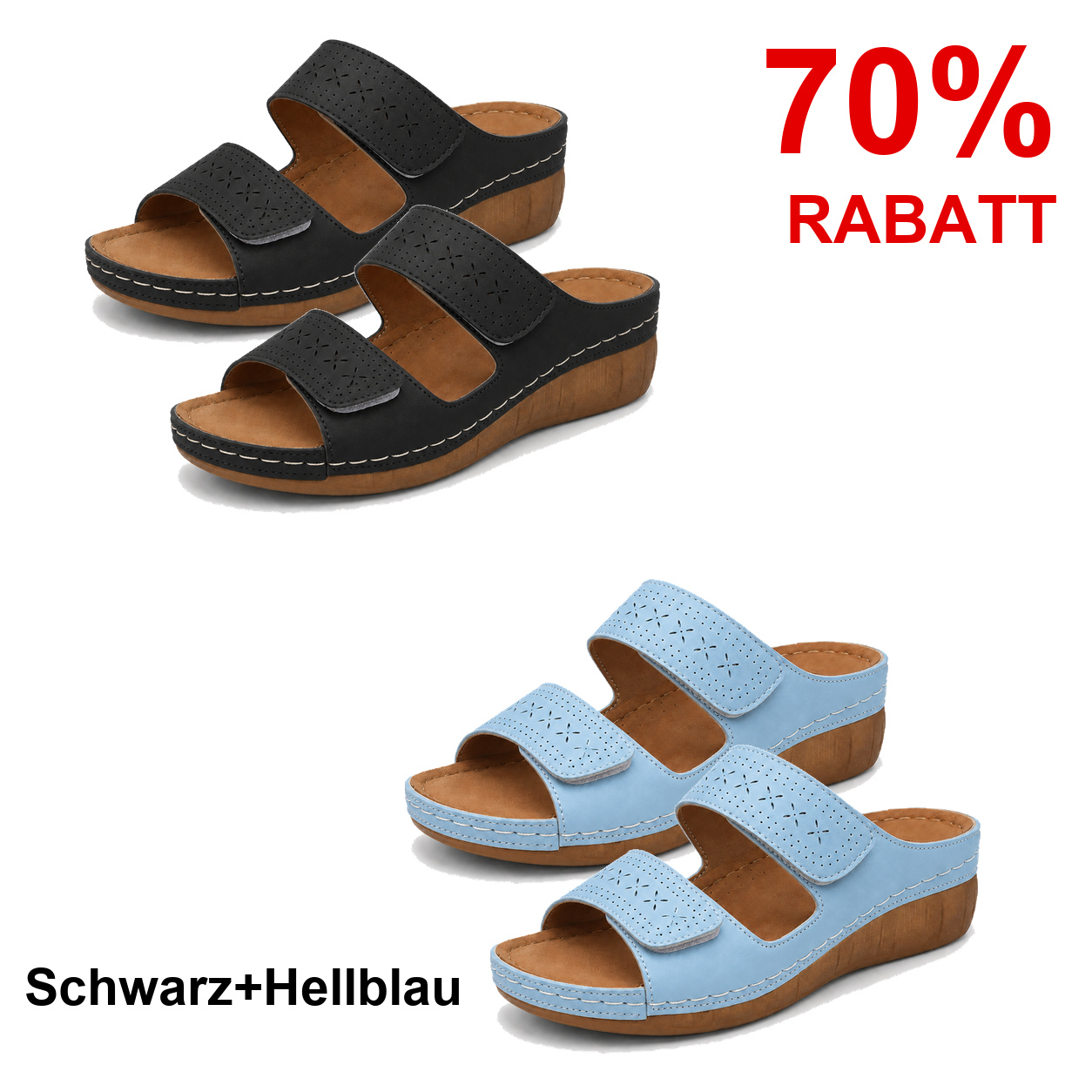 2 Paar Schuhe – Schwarz+Hellblau