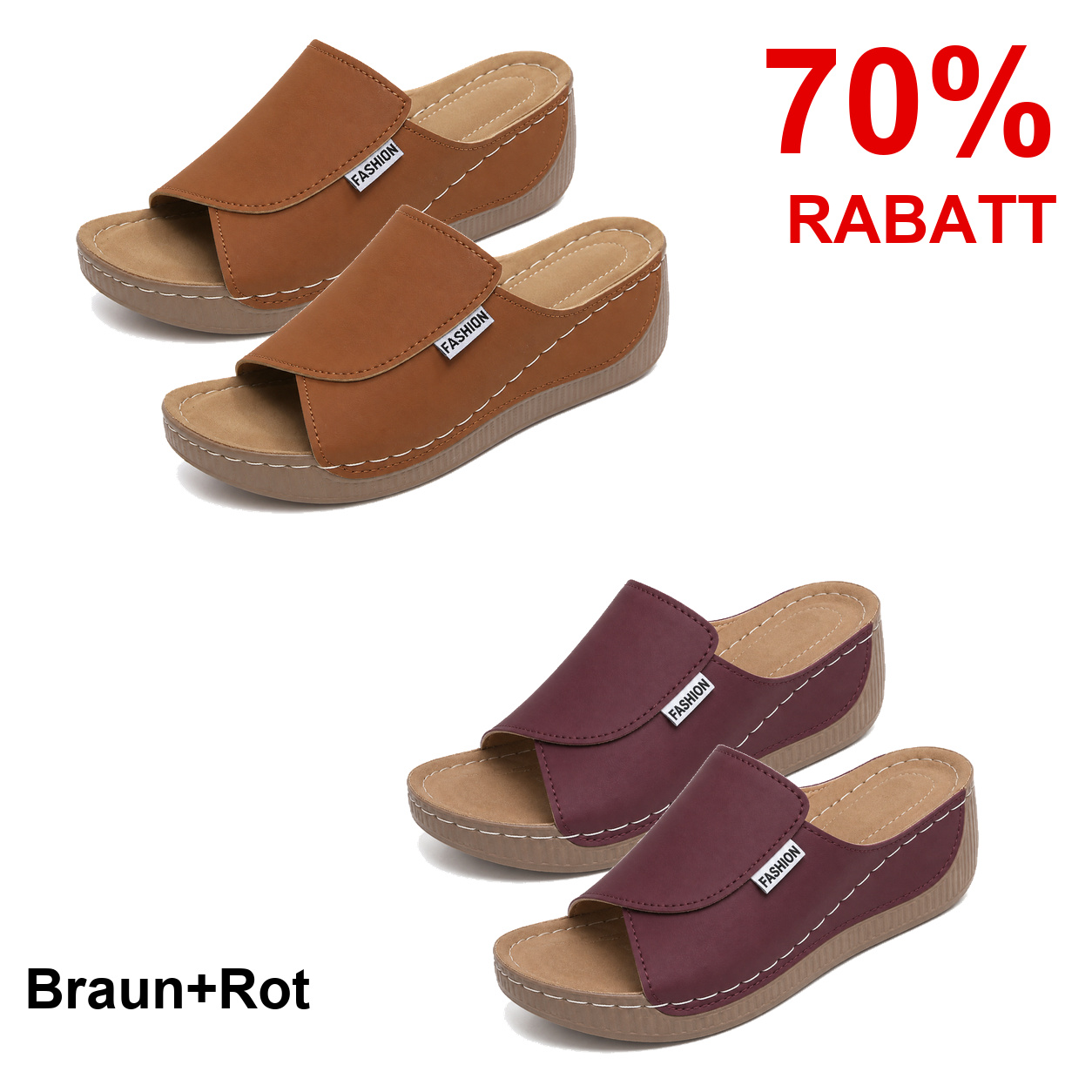 2 Paar Schuhe – Braun+Rot