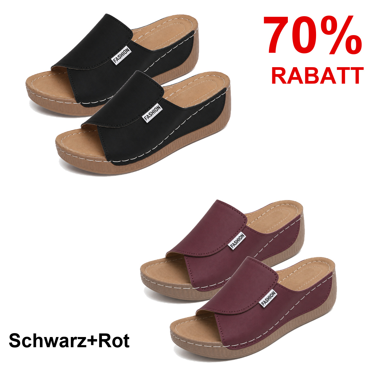 2 Paar Schuhe – Schwarz+Rot