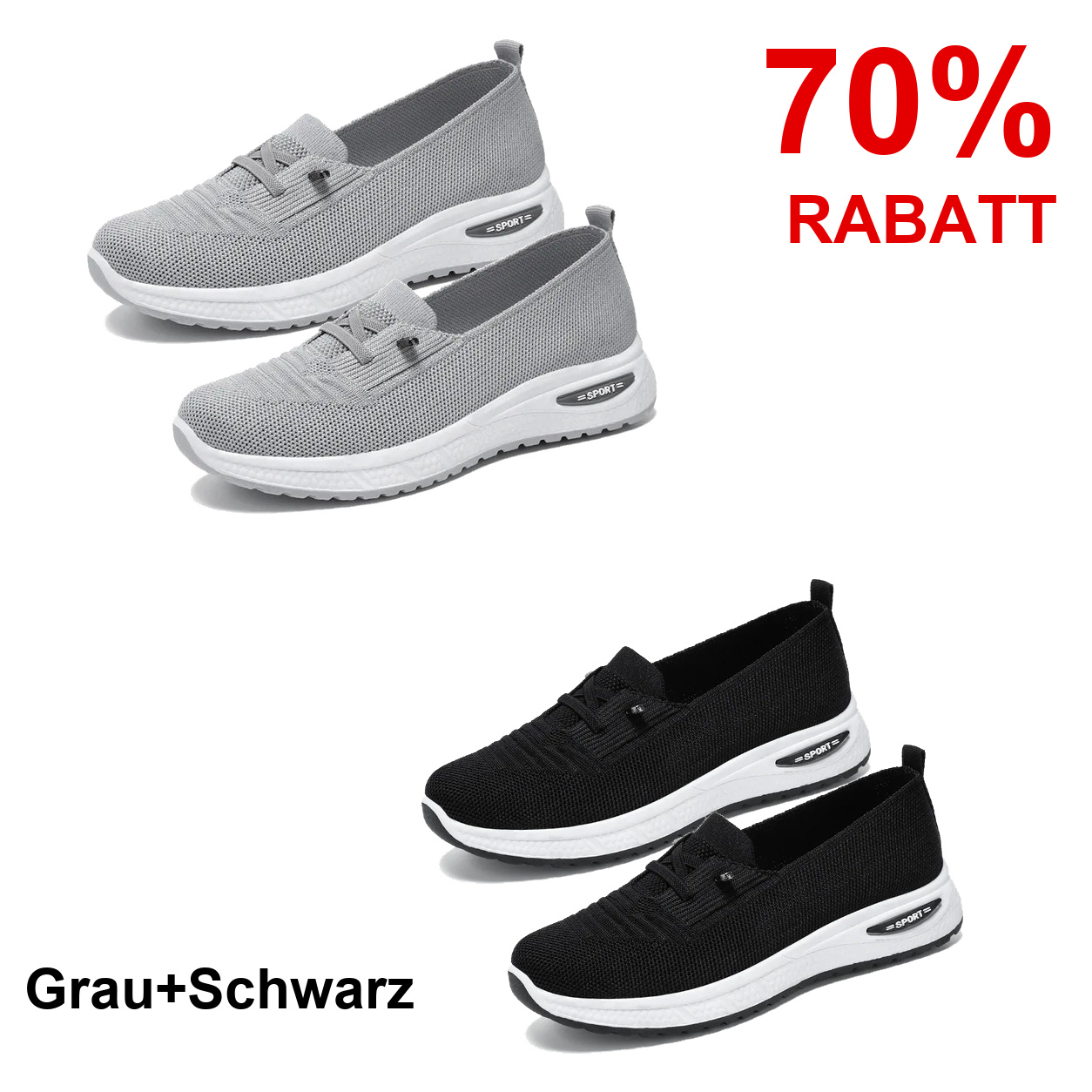 2 Paar Schuhe – Grau+Schwarz