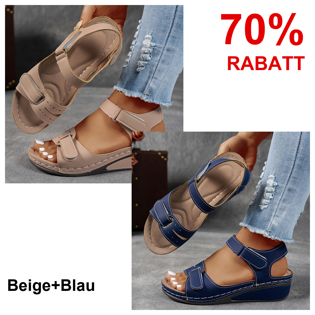 2 Paar Schuhe – Beige+Blau