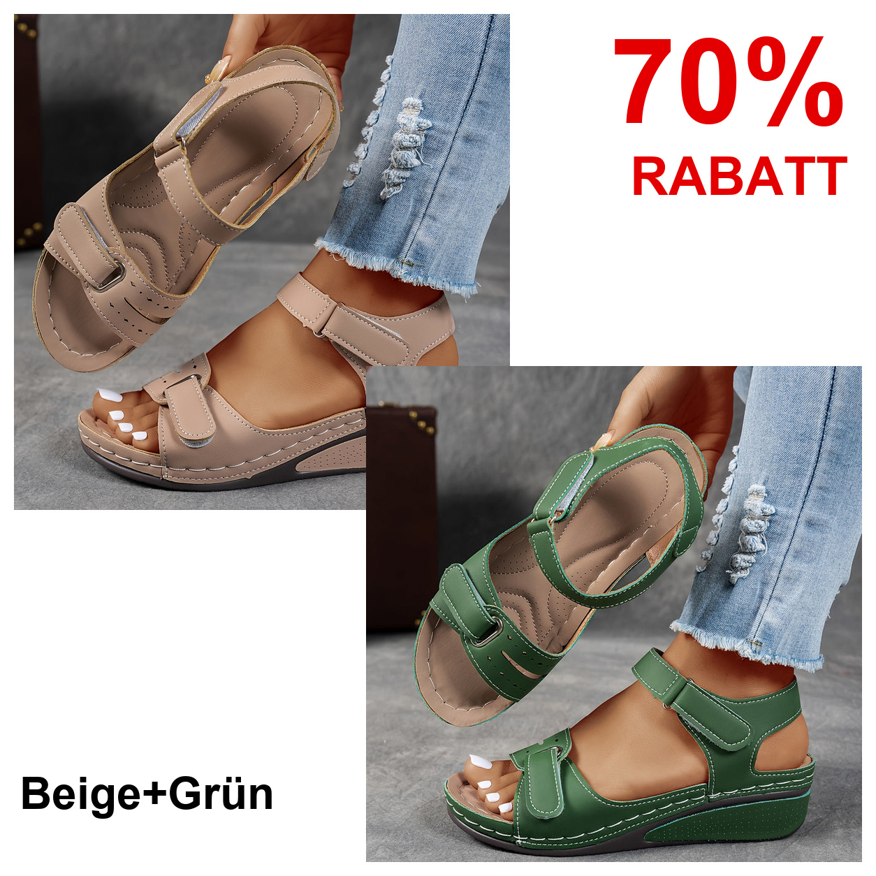 2 Paar Schuhe – Beige+Grün