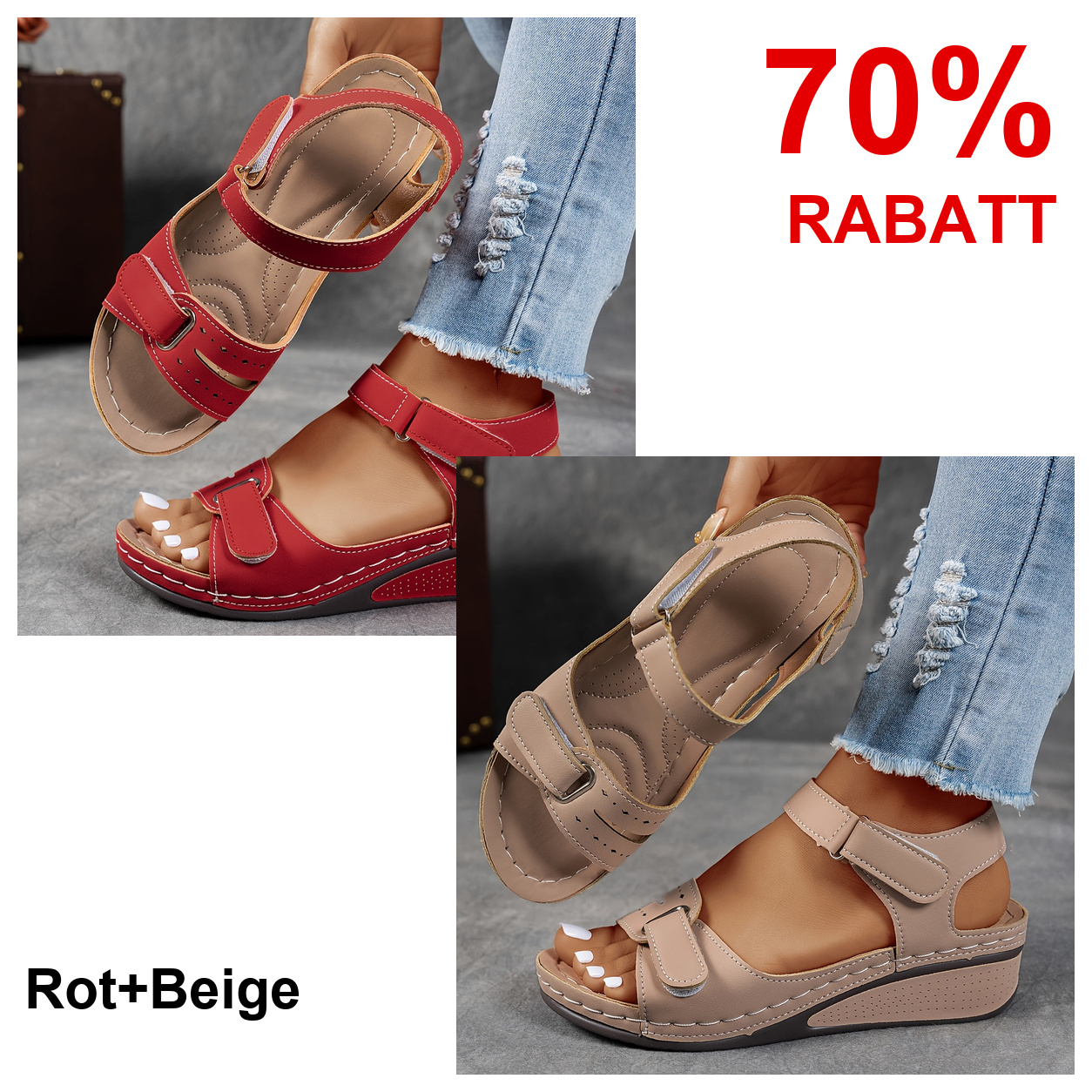 2 Paar Schuhe – Rot+Beige
