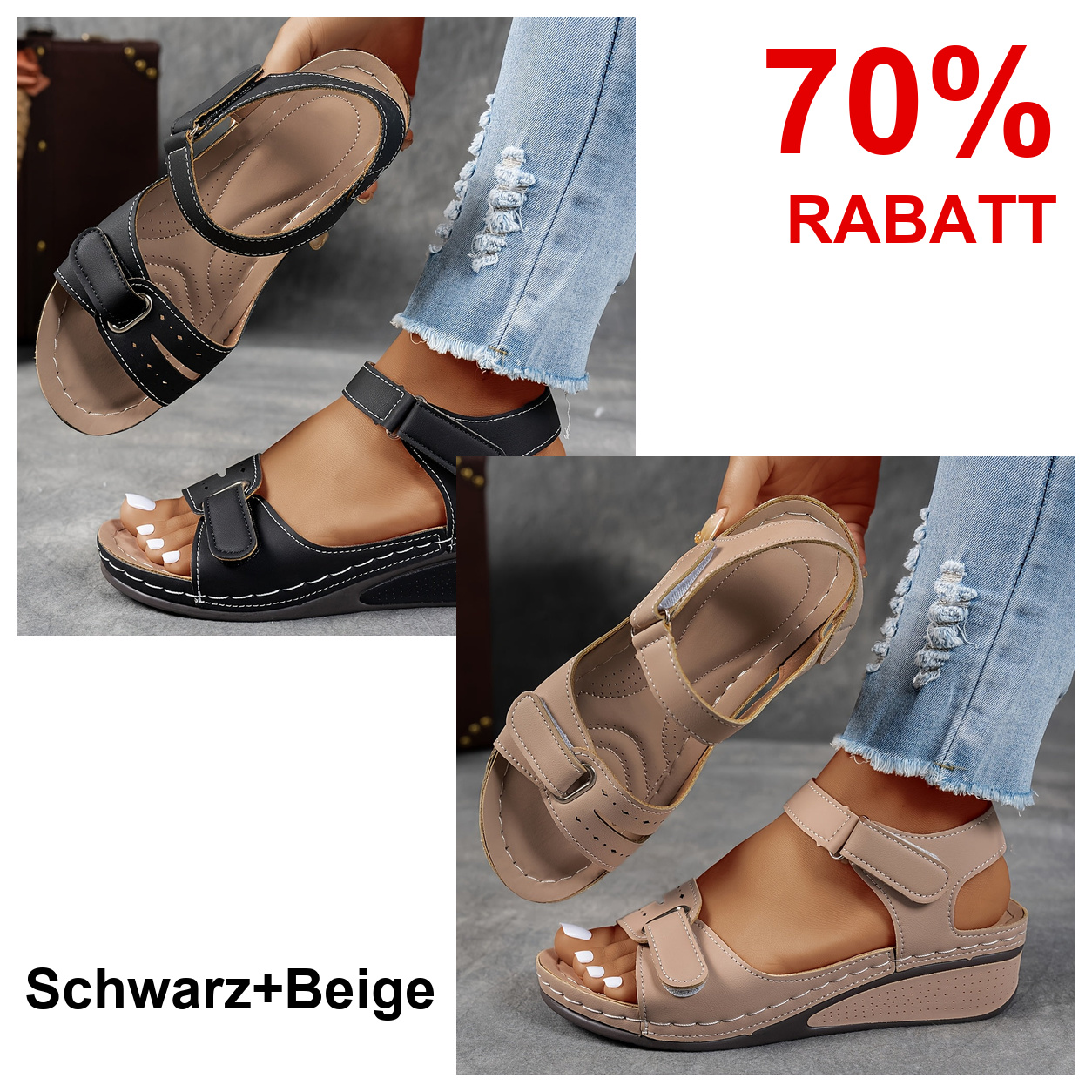 2 Paar Schuhe – Schwarz+Beige