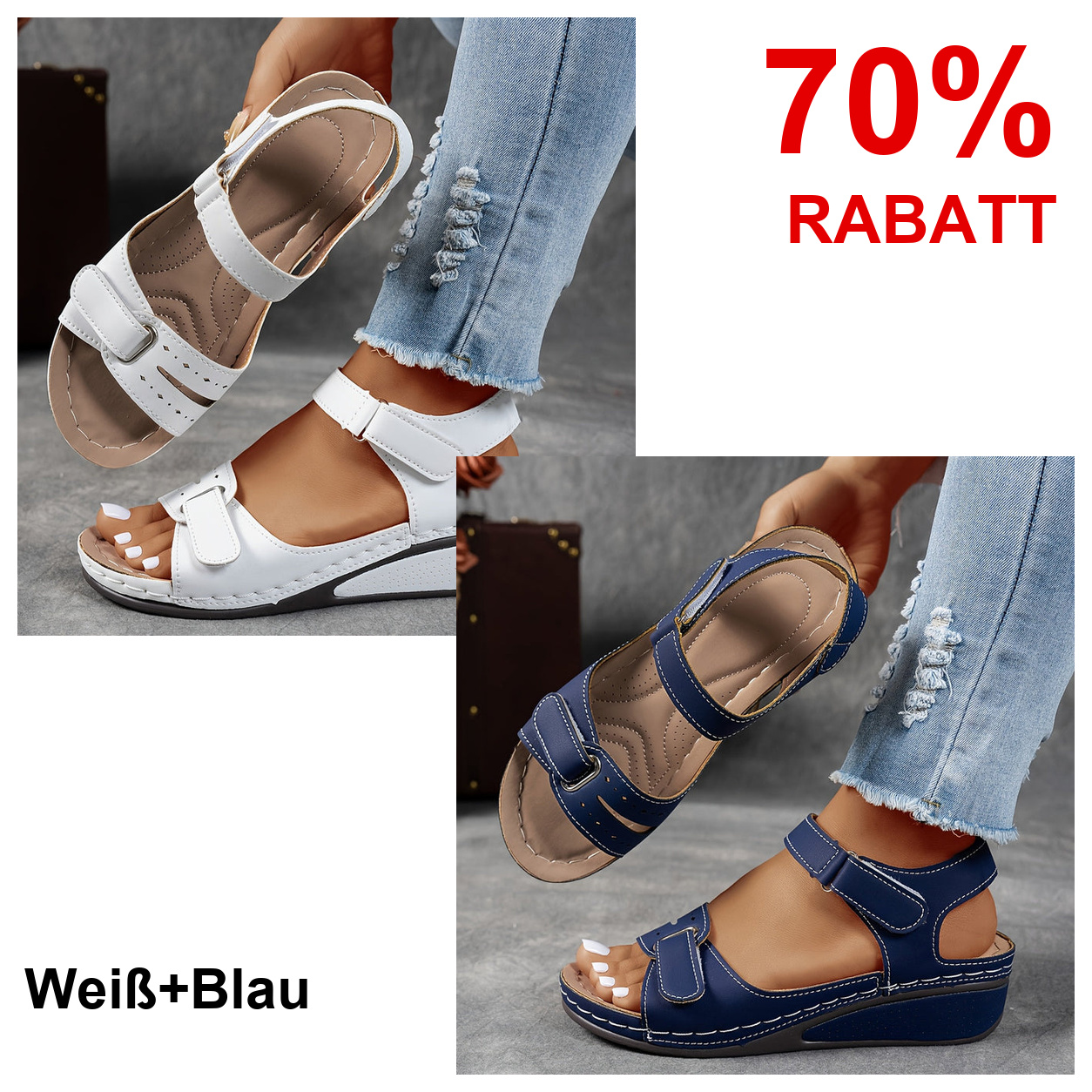 2 Paar Schuhe – Weiß+Blau
