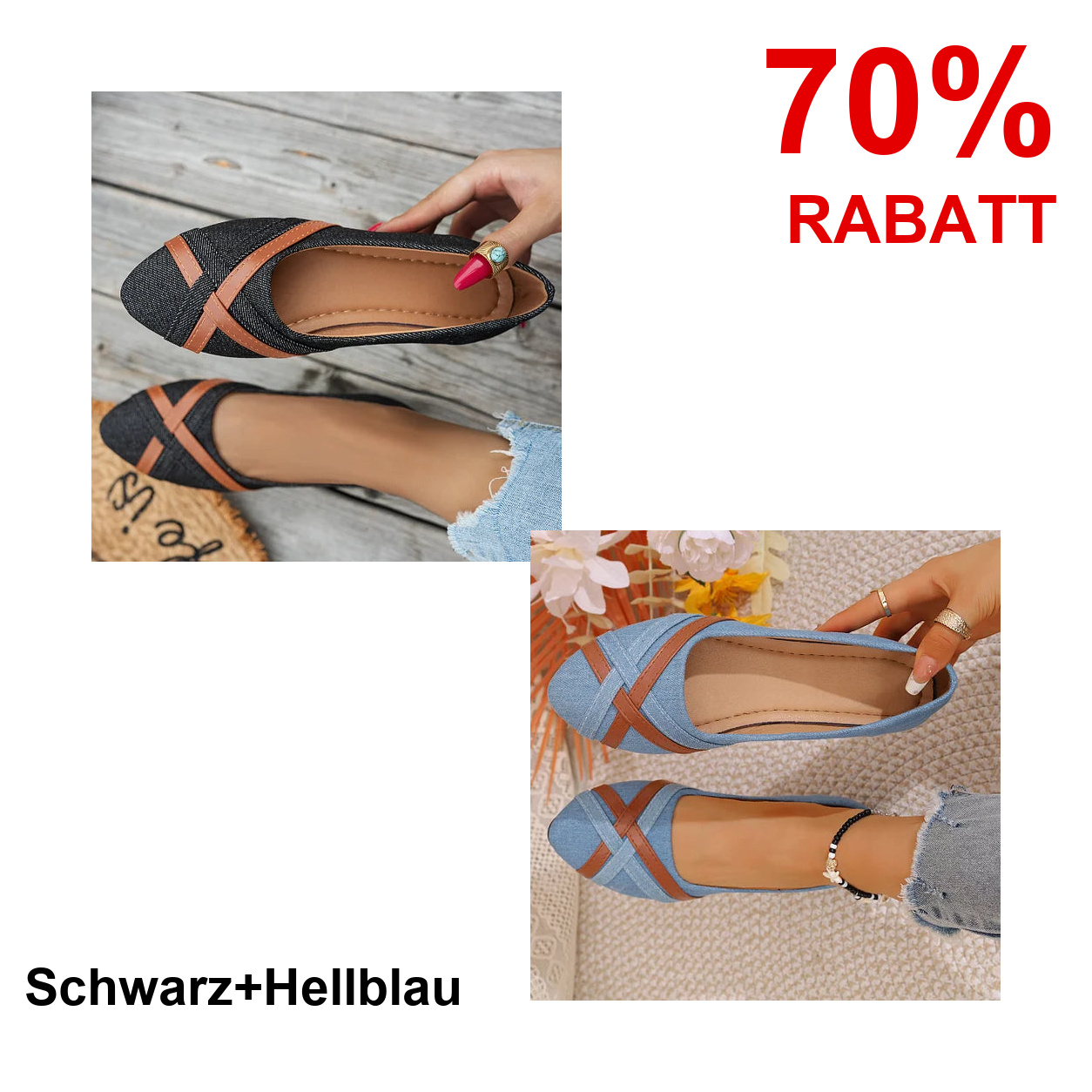 2 Paar Schuhe – Schwarz+Hellblau