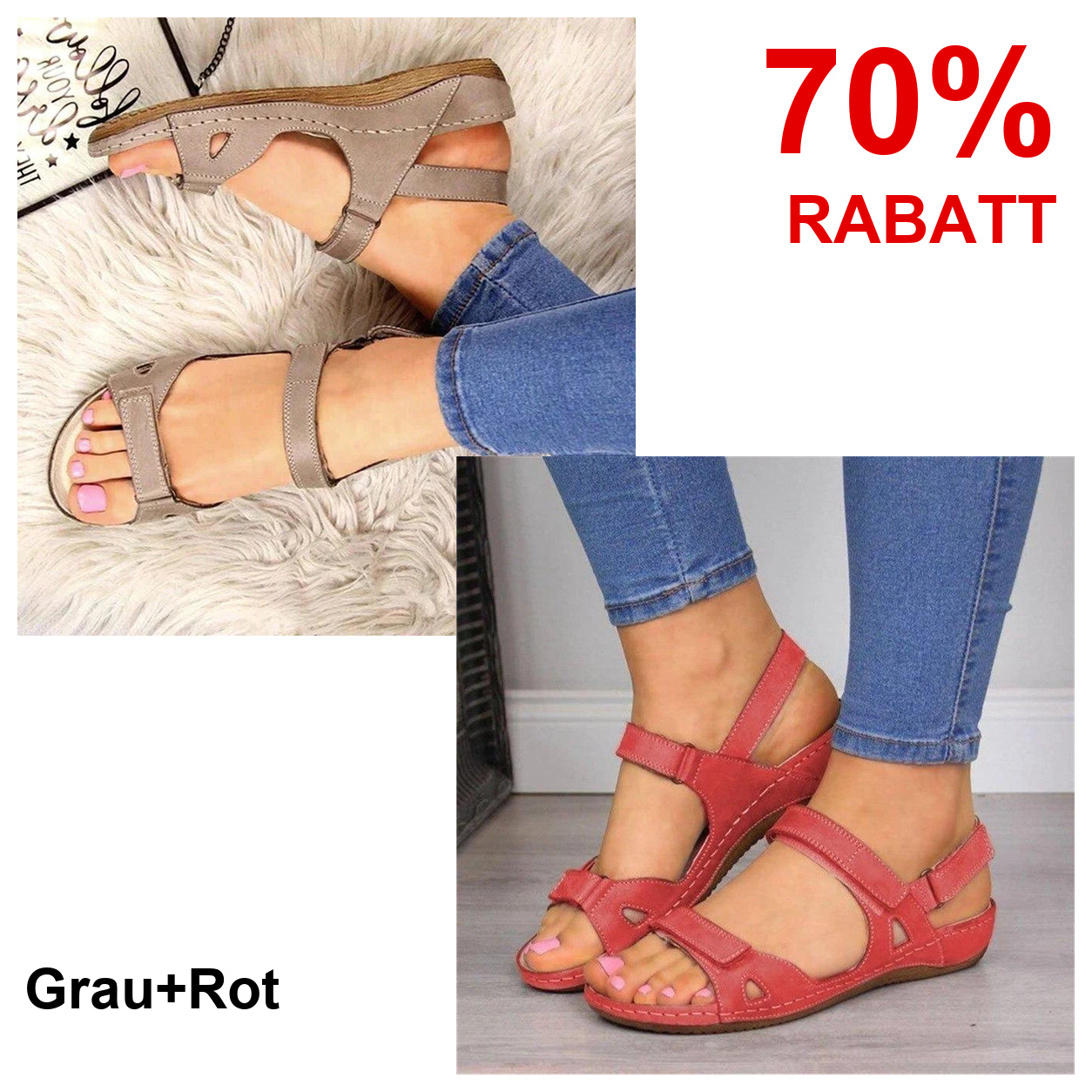 2 Paar Schuhe – Grau+Rot