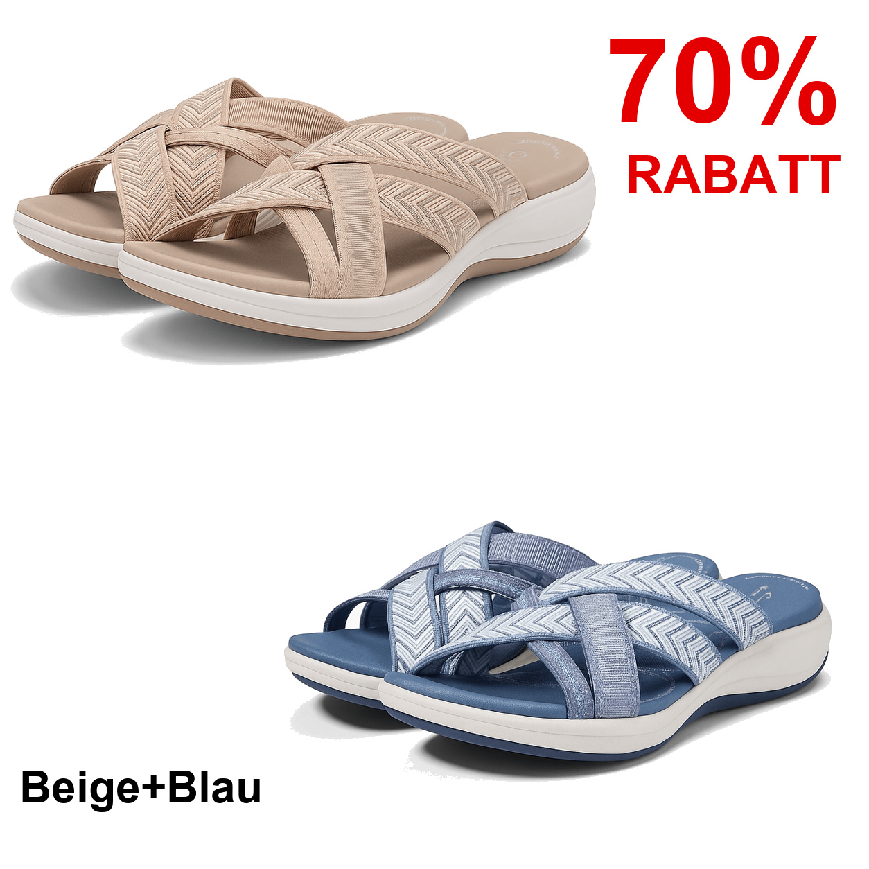 2 Paar Schuhe – Beige+Blau