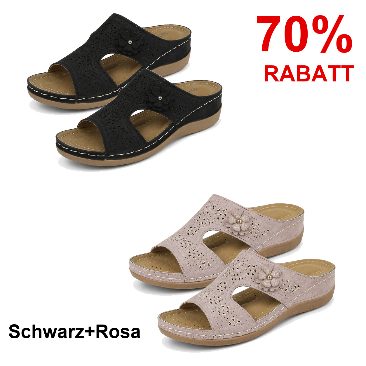 2 Paar Schuhe – Schwarz+Rosa