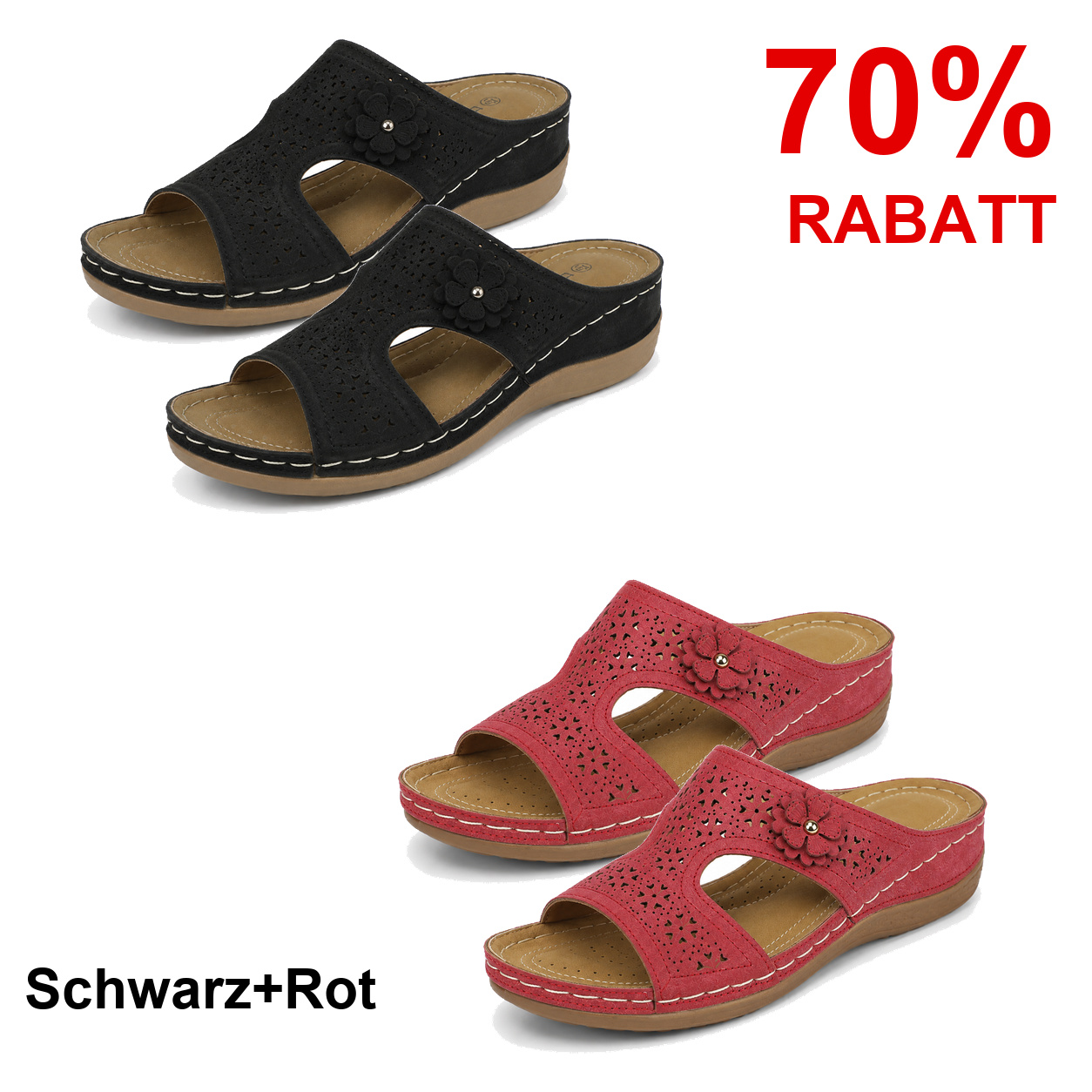 2 Paar Schuhe – Schwarz+Rot