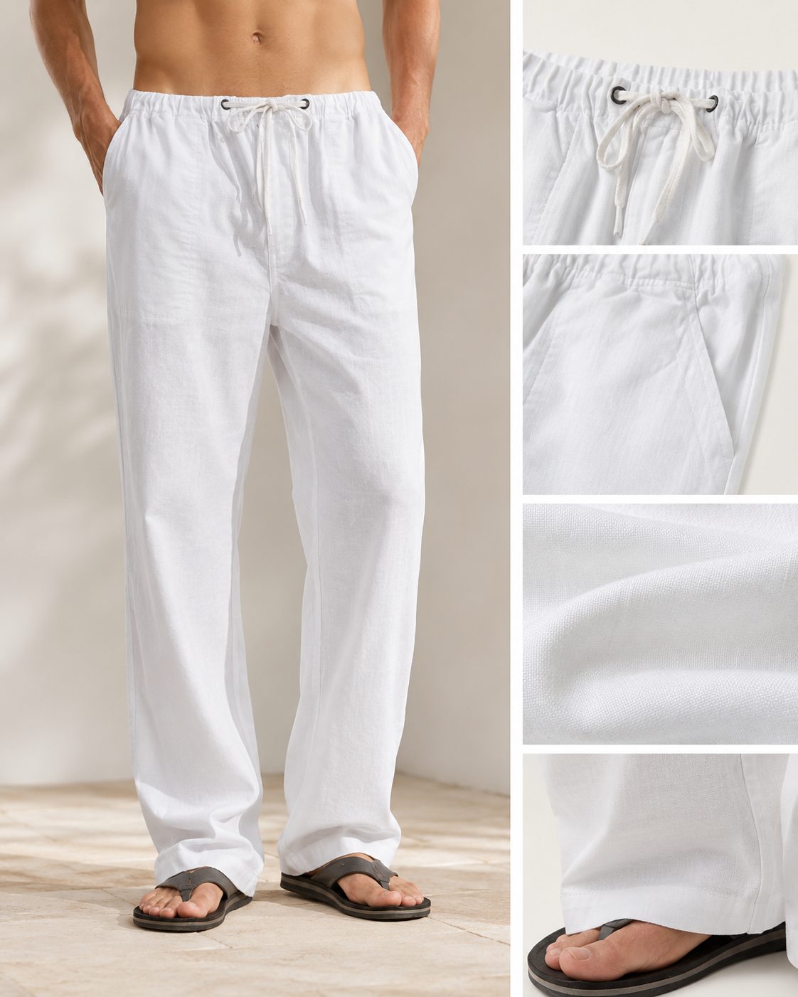Details der wei&szlig;en Herren-Freizeithose