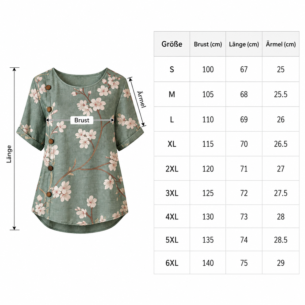 Größentabelle S bis 6XL