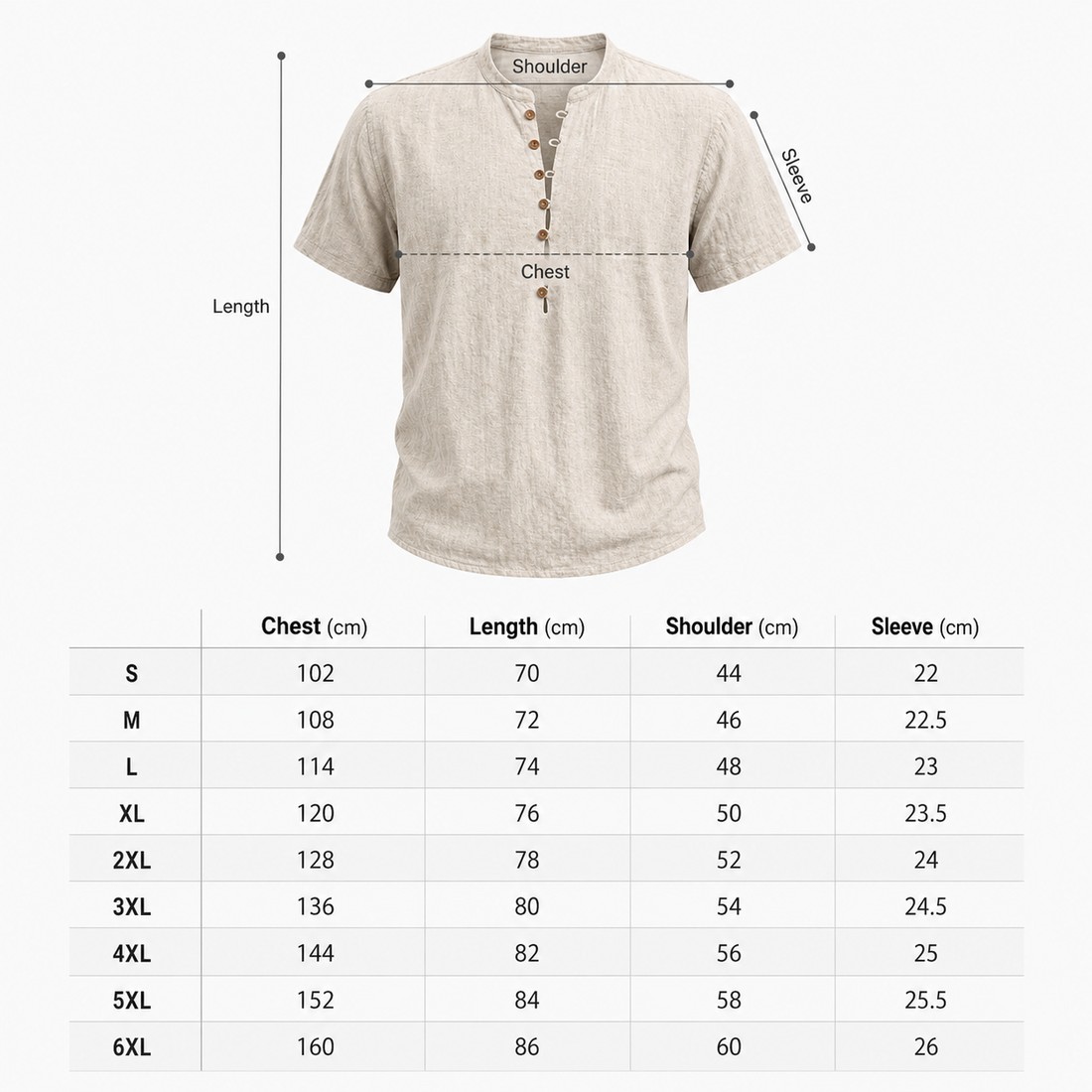 Gr&ouml;&szlig;entabelle von S bis 6XL