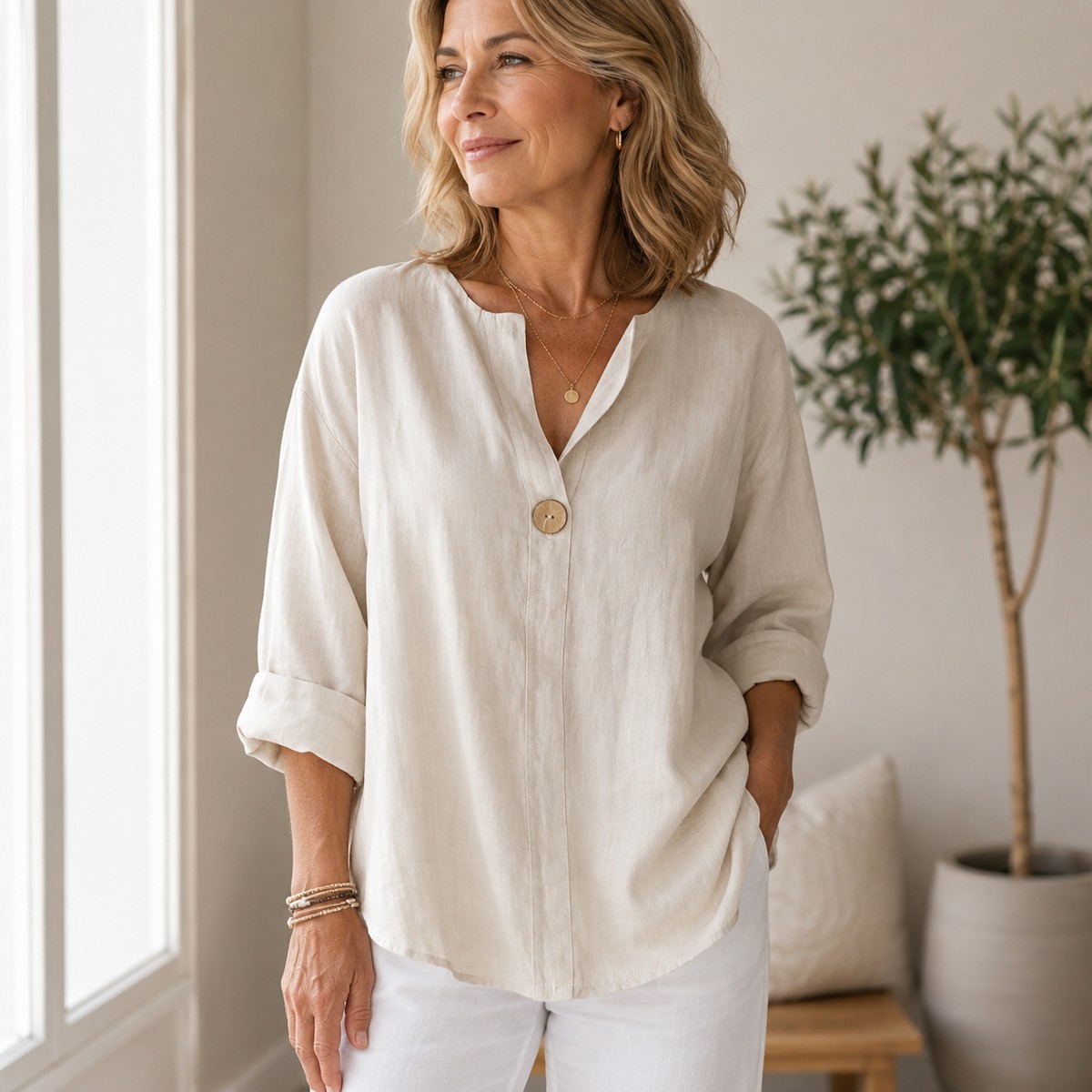 Damenbluse in Creme