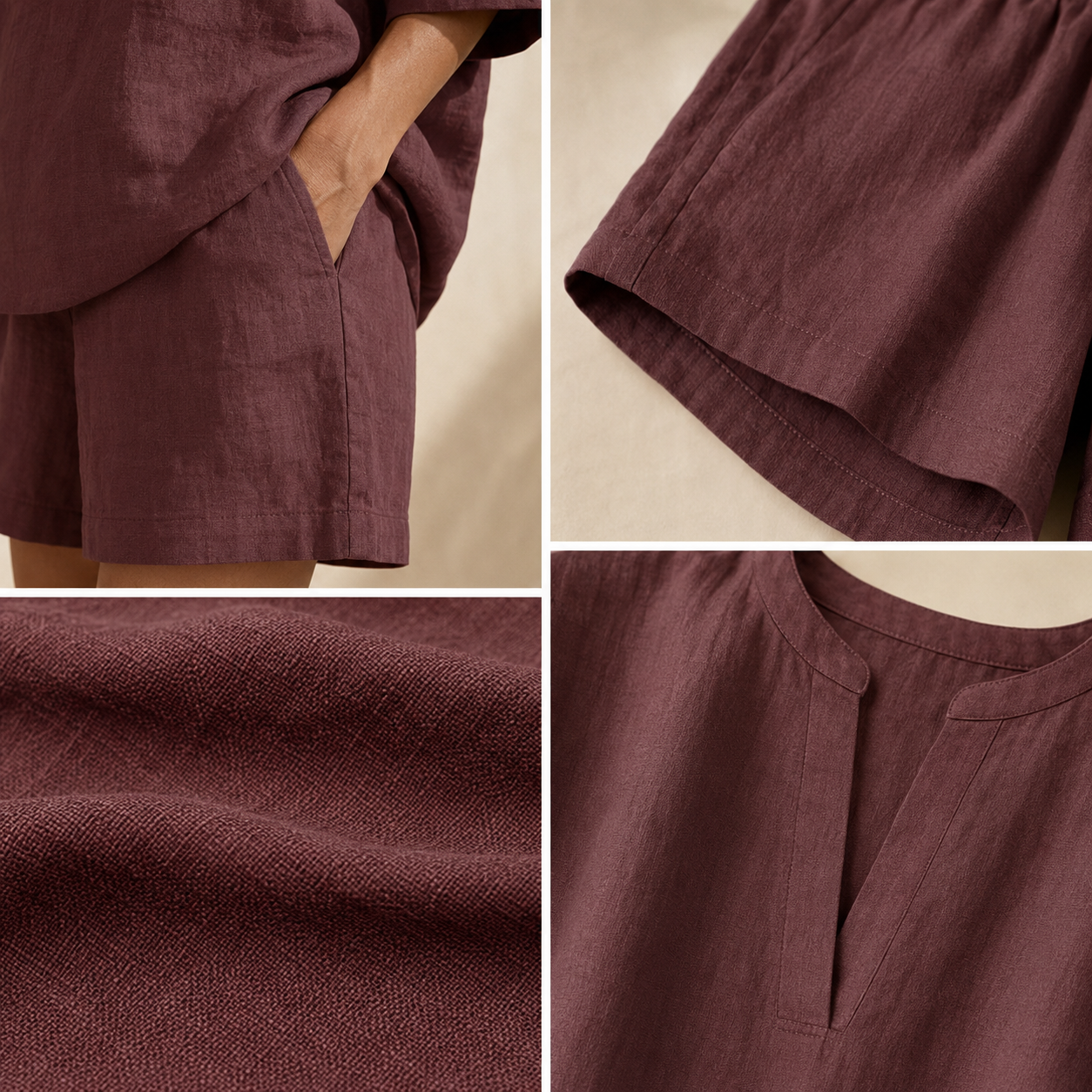 Detailansichten von Shorts und Stoff