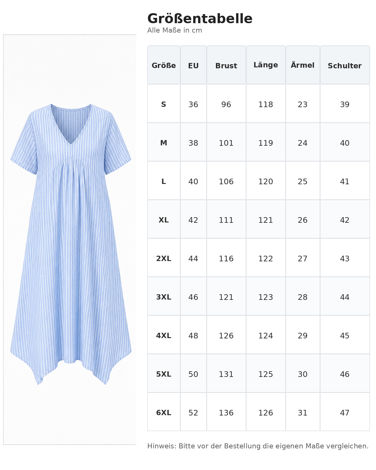 Gr&ouml;&szlig;entabelle S bis 6XL