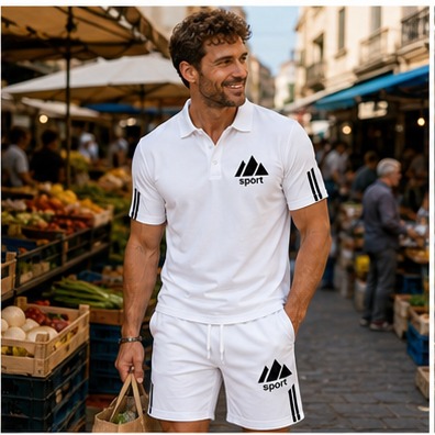Wochenmarkt mit dem Herren-Sommer-Set in Weiß