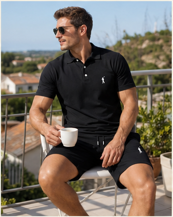Paul W. kombiniert das Herren-Polo-Set in Schwarz