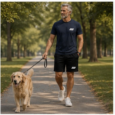 Parkspaziergang mit dem Herren-Sommer-Set in Marineblau