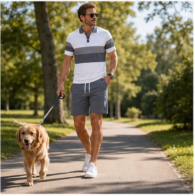 Parkspaziergang mit dem Herren-Sommer-Set in Weiß